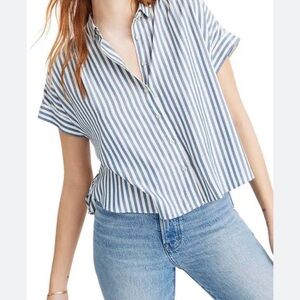Madewell Hilltop Shirt in Savin Stripe Blue White